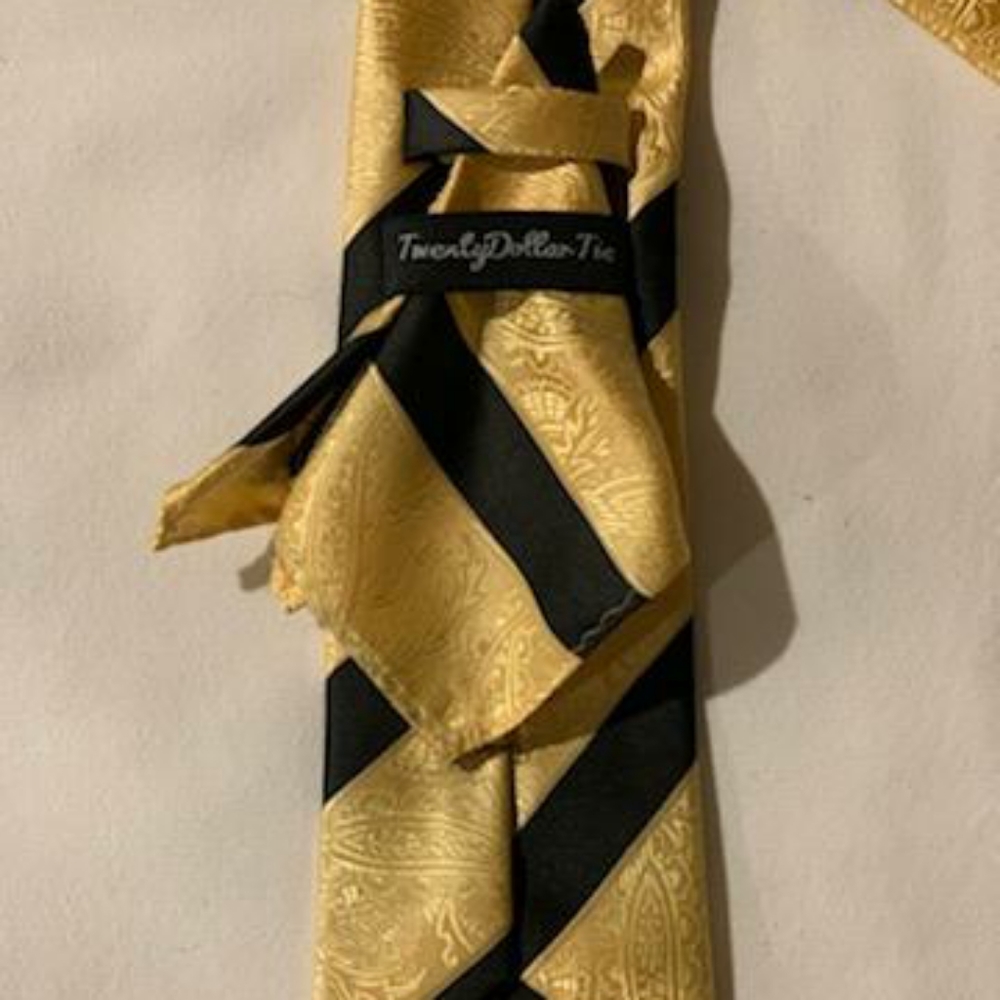 Men's yellow and black stripe tie - Picture 2 of 2